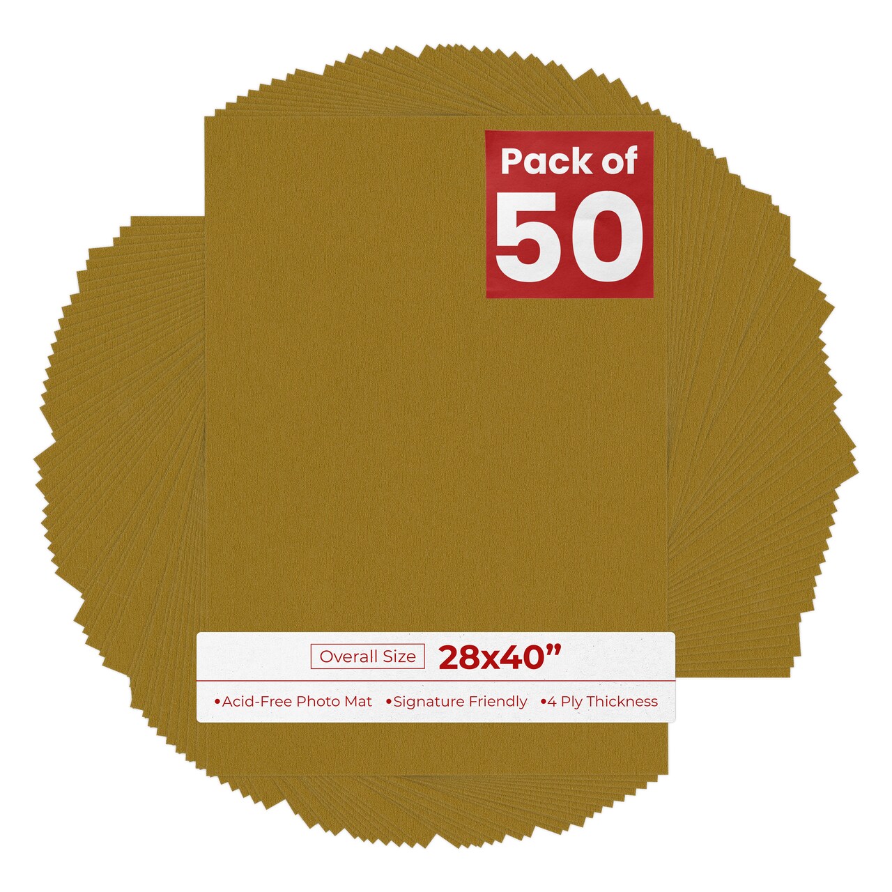 Metallic Gold 28x40 Uncut Mat Board - Blank Sheets, No Opening